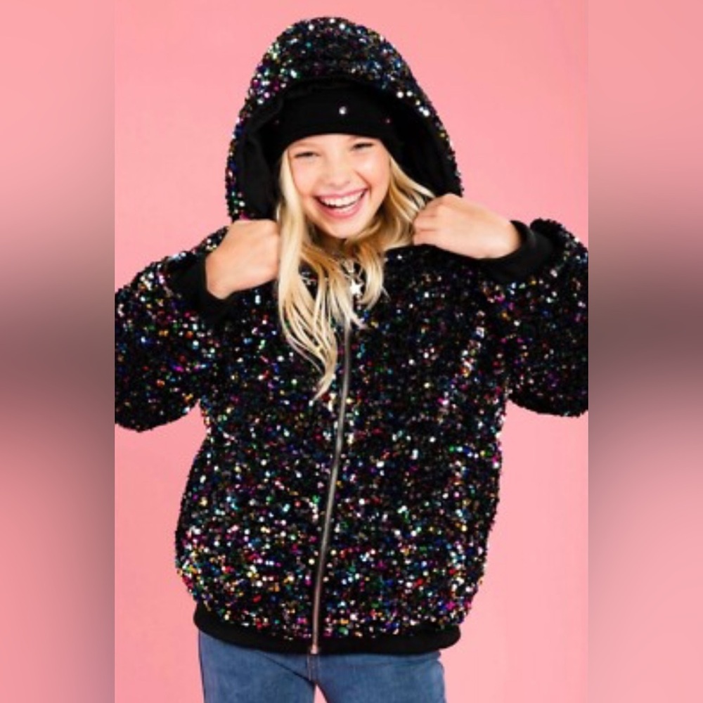 Lola + The Boys Multicolor Sequin Winter Jacket